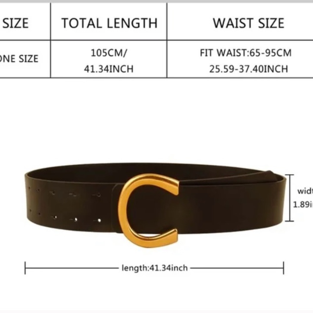 Black vegan leather gold buckle high waisted belt - Picture 7 of 7